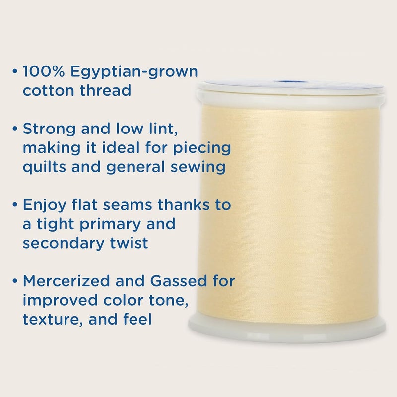 YLI Threads YLI Cotton Quilting Thread – 50 wt Egyptian Cotton for Piecing & Quilting - Low-lint & Strong - 600 Yard Spool - Alarm - Image 3